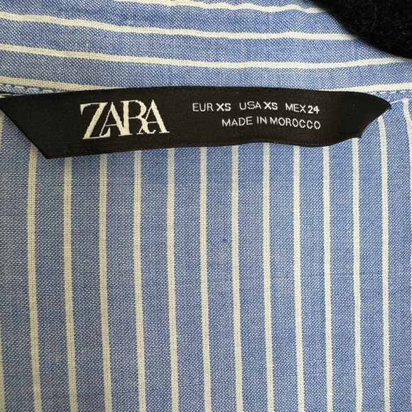 Zara Blue Striped pockets oversized Shirt size XS - Picture 2 of 7